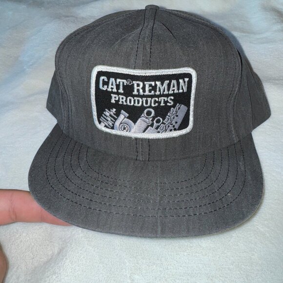 Vintage USA MADE CAT Caterpillar Reman Patch Trucker Hat Snapback Cap - Picture 1 of 3